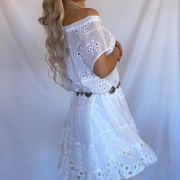 Johnny Was White Eyelet Mini Dress - Picture 9 of 9